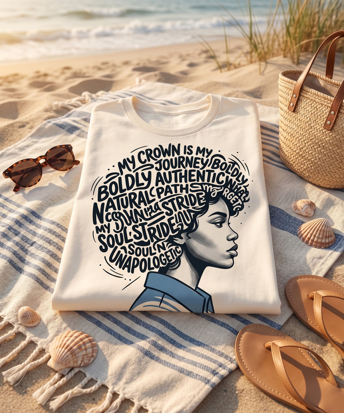 Empowering Black Woman Typography PNG Digital Download – Natural Hair Art for Sublimation & Print on Demand