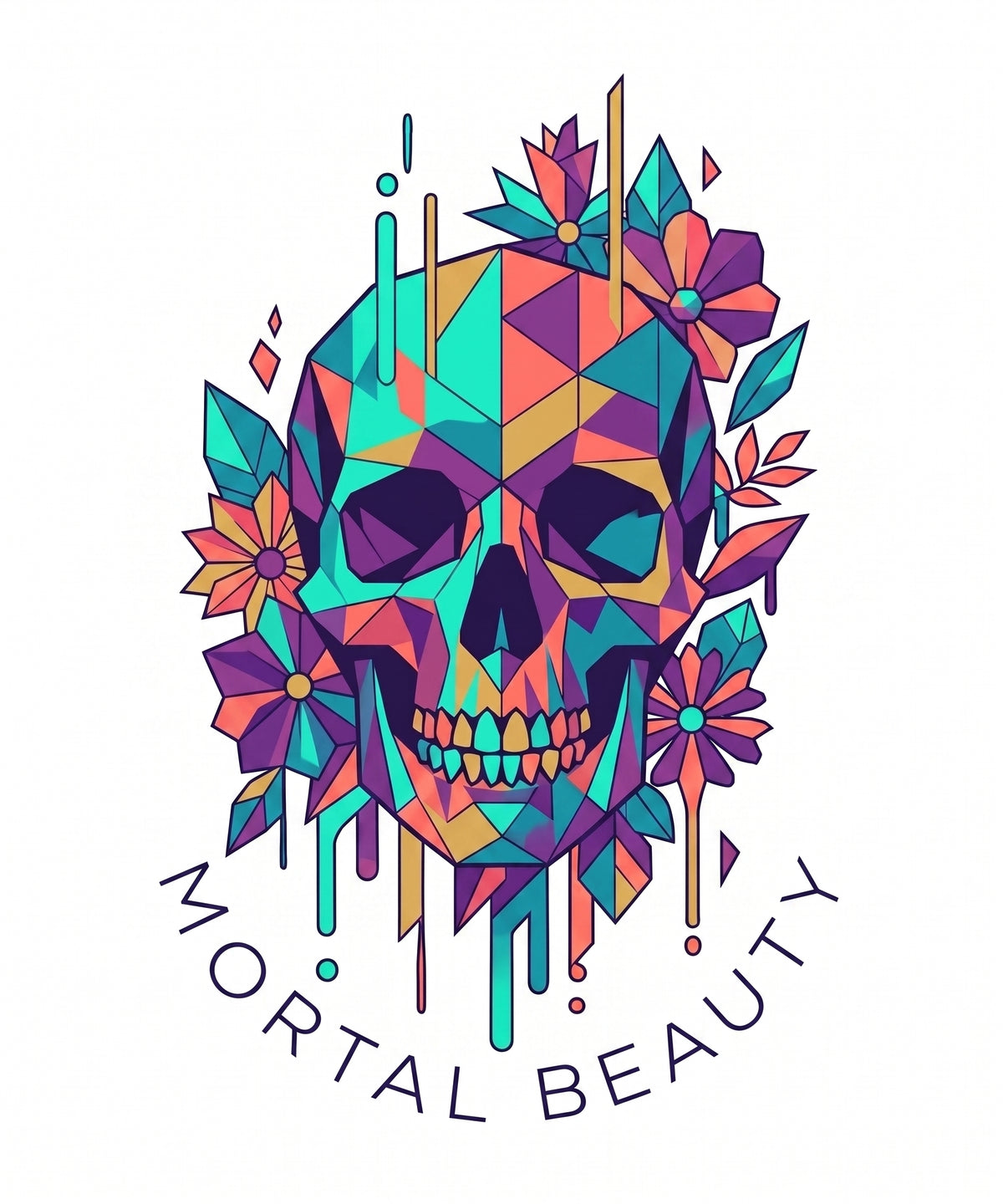 Mortal Beauty Floral Skull PNG – Gothic Floral Skull Design