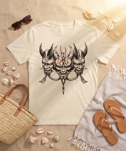 Japanese Samurai & Oni Mask PNG Bundle, Dark Aesthetic Tattoo Flash Designs, Cyberpunk & Mythological Graphics, Sublimation & DTF Print Ready, 300 DPI Transparent Files