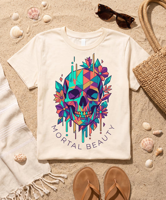 Mortal Beauty Floral Skull PNG – Gothic Floral Skull Design