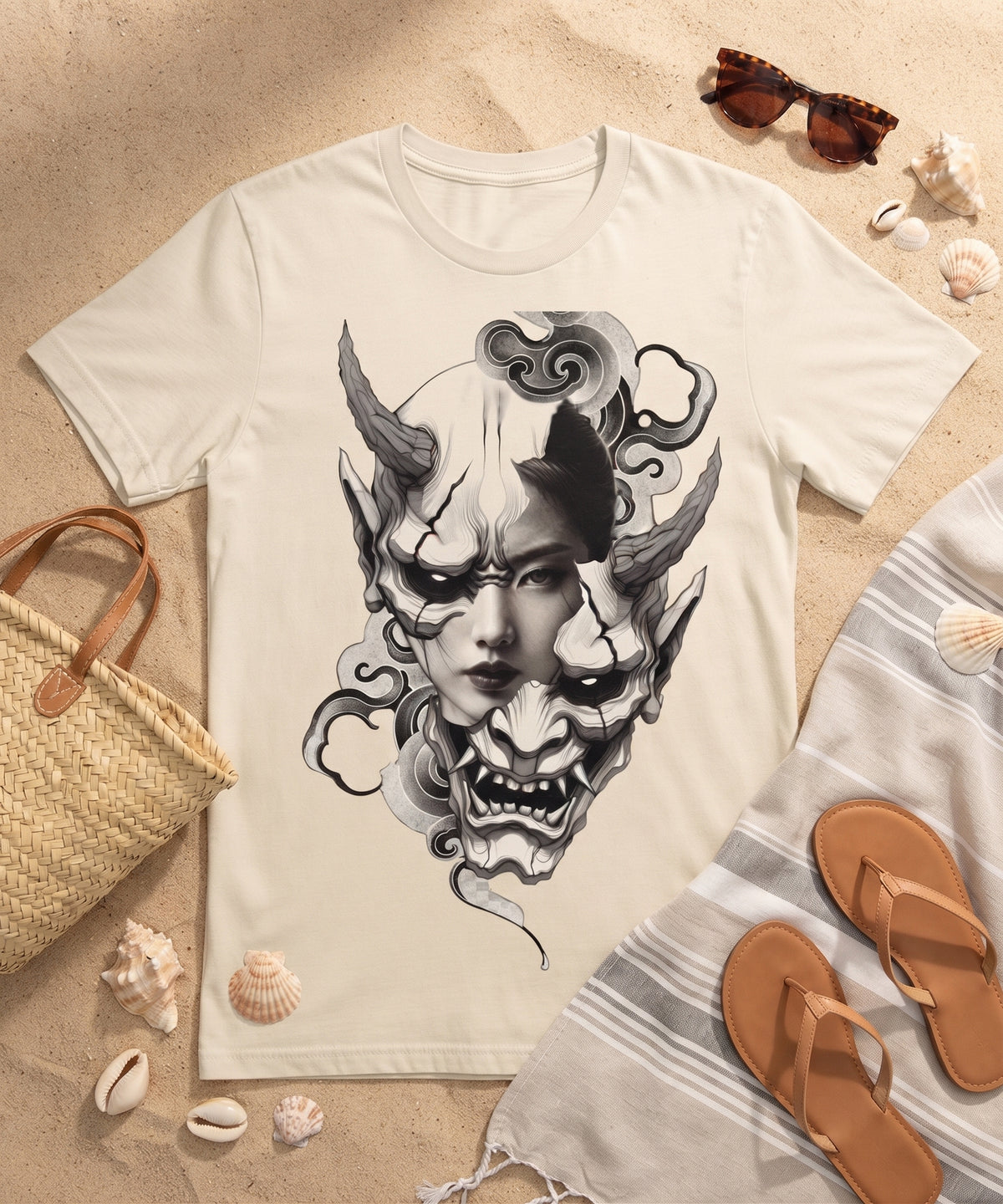 Japanese Samurai & Oni Mask PNG Bundle, Dark Aesthetic Tattoo Flash Designs, Cyberpunk & Mythological Graphics, Sublimation & DTF Print Ready, 300 DPI Transparent Files