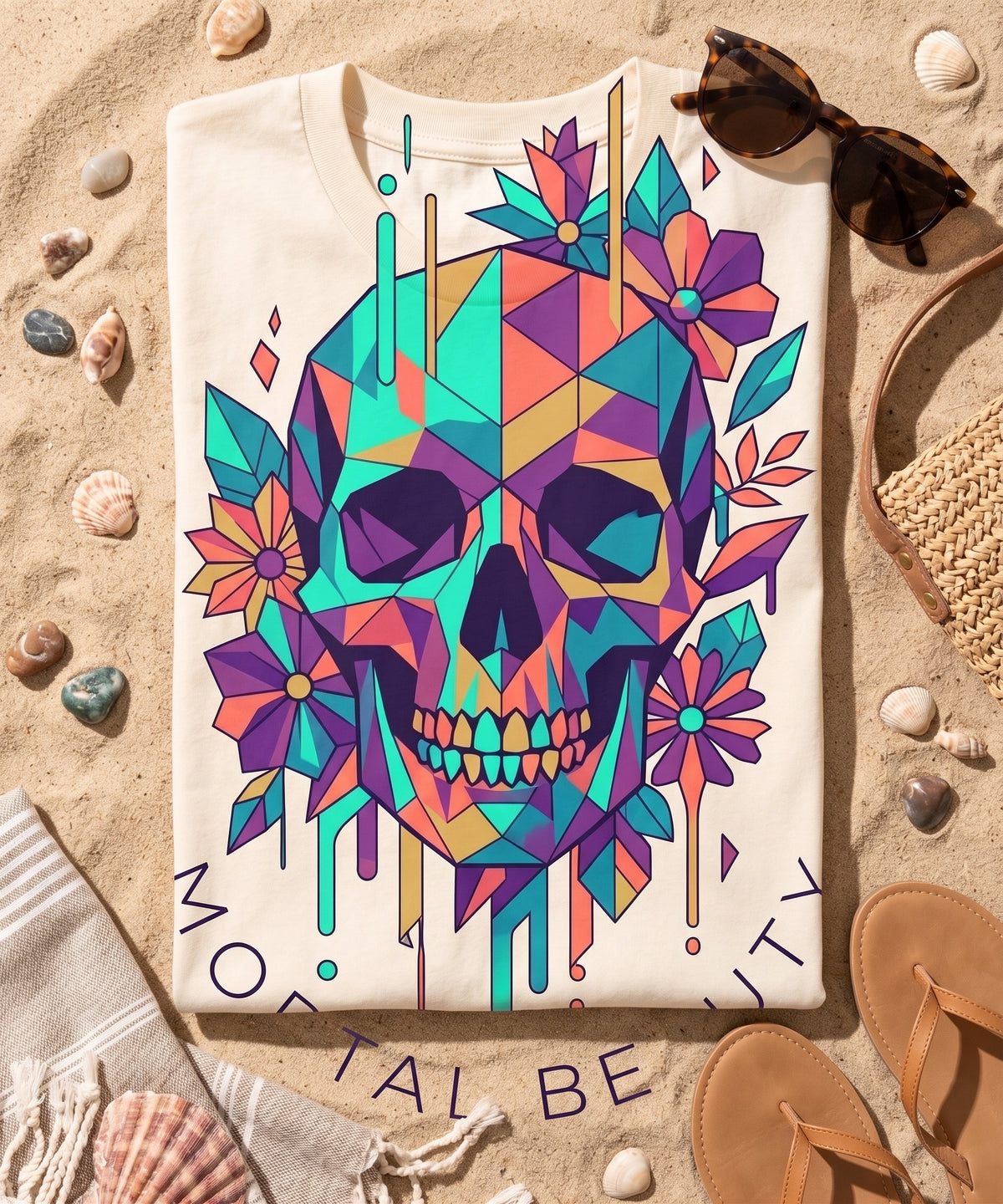 Mortal Beauty Floral Skull PNG – Gothic Floral Skull Design