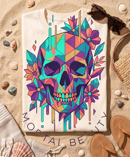 Mortal Beauty Floral Skull PNG – Gothic Floral Skull Design