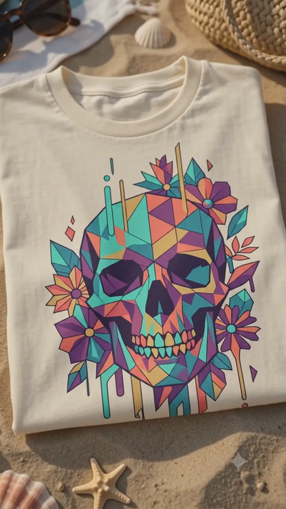 Mortal Beauty Floral Skull PNG – Gothic Floral Skull Design